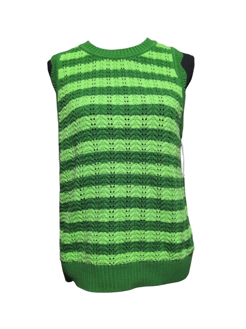 Free Assembly Green Striped Knit Sleeveless Sweater L 12-14
